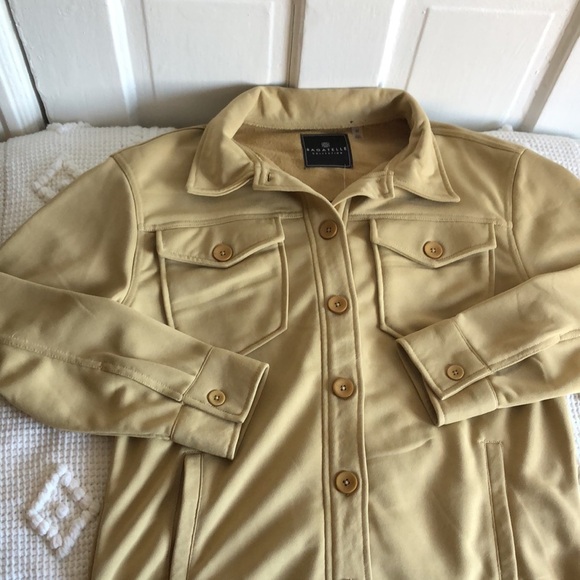 Bagatelle Long Sleeve Button Front Layering Shacket Shirt Jacket Khaki Size M - Picture 2 of 9
